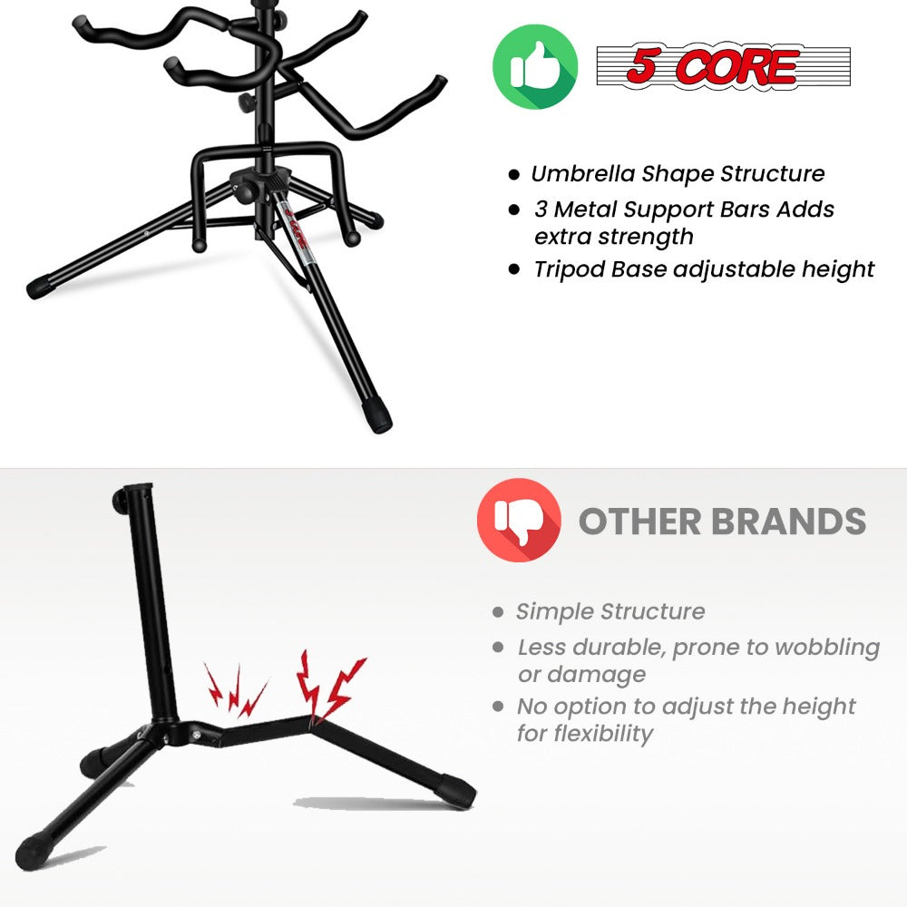 Guitar Stand, Foldable, Adjustable, Core, Triple for Holding And Displaying Guitars detail image - detail view 7