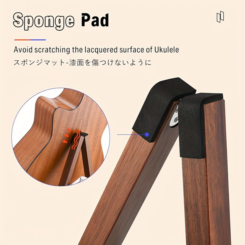 Guitar Stand, Musical Instrument Guitar, Foldable, Adjustable, Solid, Wood, Walnut detail image - detail view 6