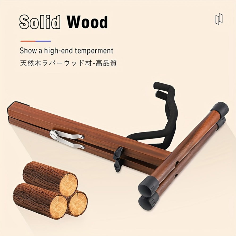 Guitar Stand, Musical Instrument Guitar, Foldable, Adjustable, Solid, Wood, Walnut detail image - detail view 7