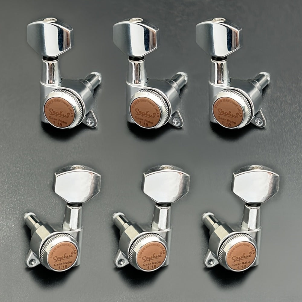 Guitar Tuning Peg Set, Silvery 3 Right, 6pcs, SAPHUE, Locking for Replacing Guitar Tuning detail image - detail view 3