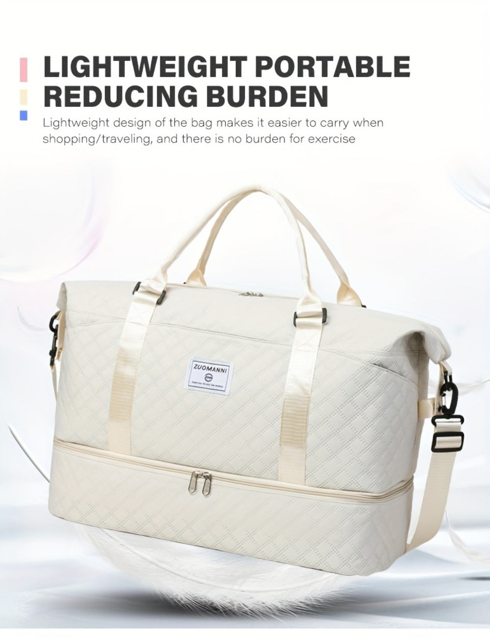 Gym Duffel Bag – 2 Piece, Quilted, for Travel – detail view 15