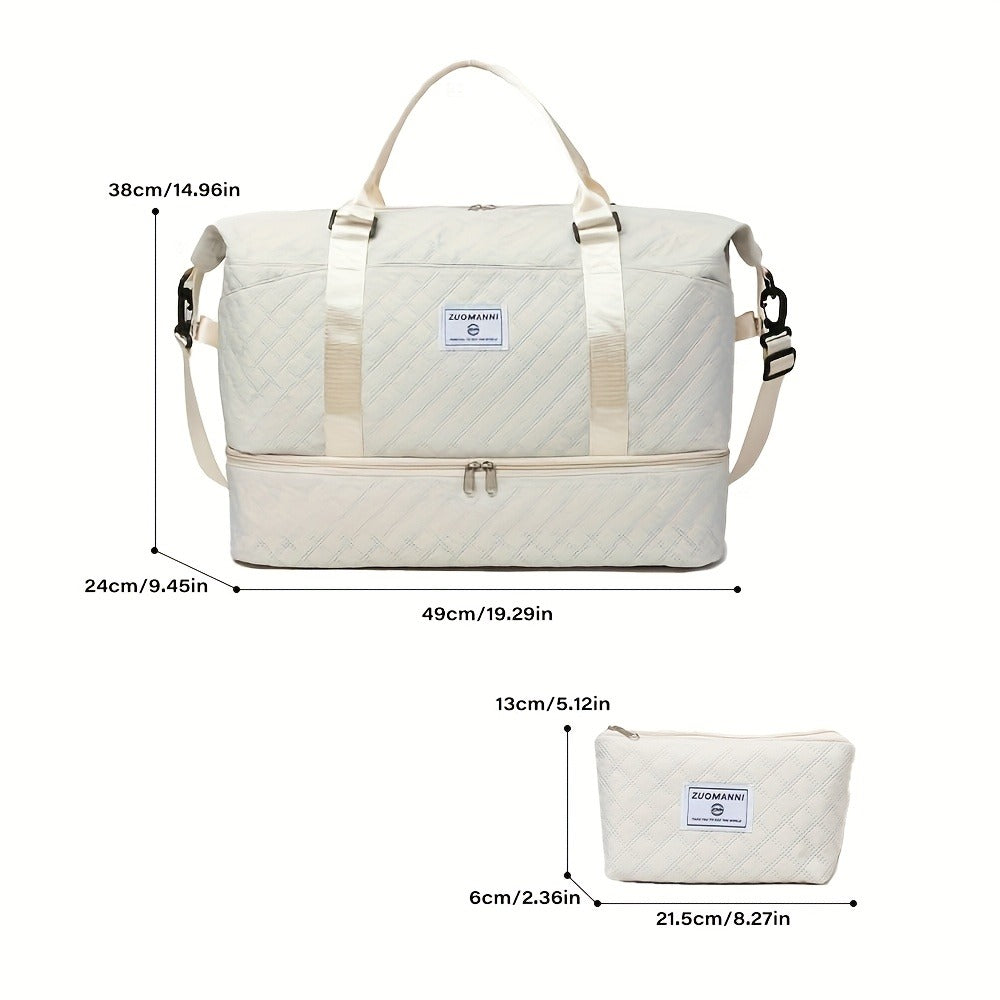Gym Duffel Bag – 2 Piece, Quilted, for Travel – detail view 3