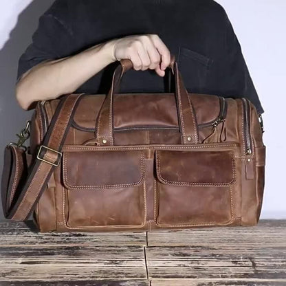 Gym Duffel Bag – Genuine Leather, Large Capacity, Multi-Pocket, for Travel & Work – detail view 12