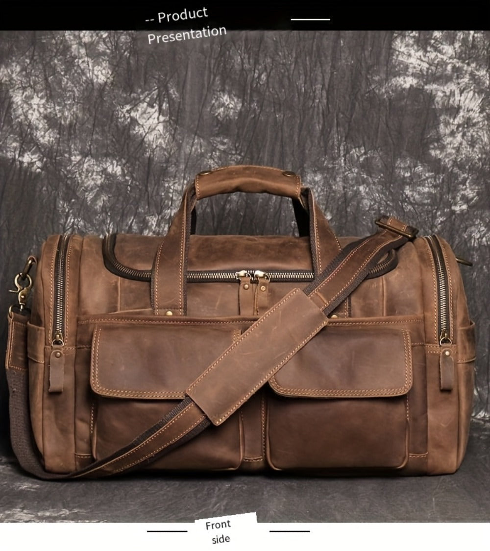 Gym Duffel Bag – Genuine Leather, Large Capacity, Multi-Pocket, for Travel & Work – detail view 15