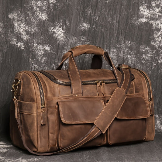 Gym Duffel Bag – Genuine Leather, Large Capacity, Multi-Pocket, for Travel & Work – detail view 2