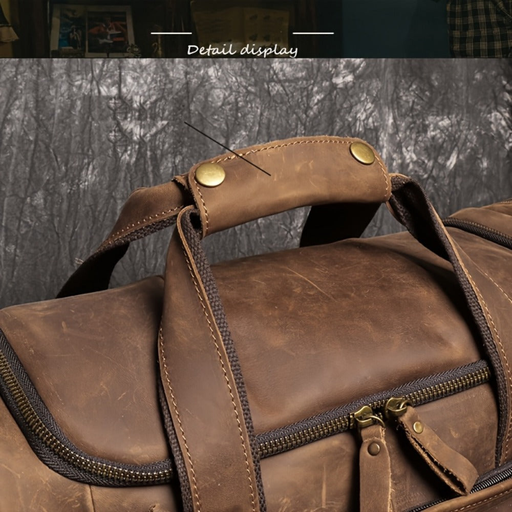 Gym Duffel Bag – Genuine Leather, Large Capacity, Multi-Pocket, for Travel & Work – detail view 20