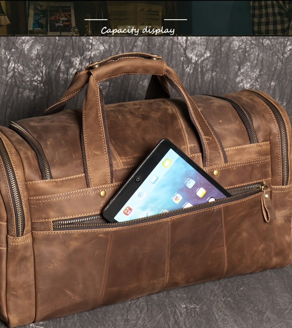 Gym Duffel Bag – Genuine Leather, Large Capacity, Multi-Pocket, for Travel & Work – detail view 25