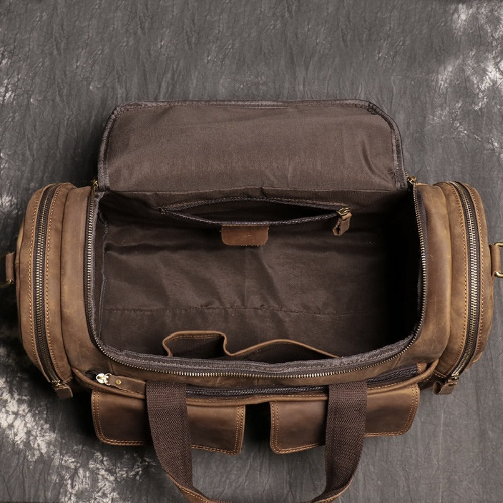 Gym Duffel Bag – Genuine Leather, Large Capacity, Multi-Pocket, for Travel & Work – detail view 6