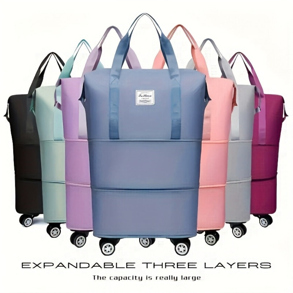 Gym Duffel Bag – Nylon, Spinner Wheels, Expandable, for Travel – front view