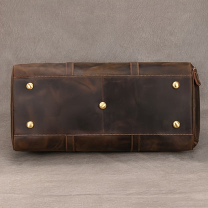 Gym Duffel Bag – for Travel, Genuine Cowhide Leather Weekender Shoe – detail view 12