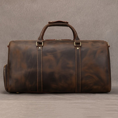 Gym Duffel Bag – for Travel, Genuine Cowhide Leather Weekender Shoe – detail view 13