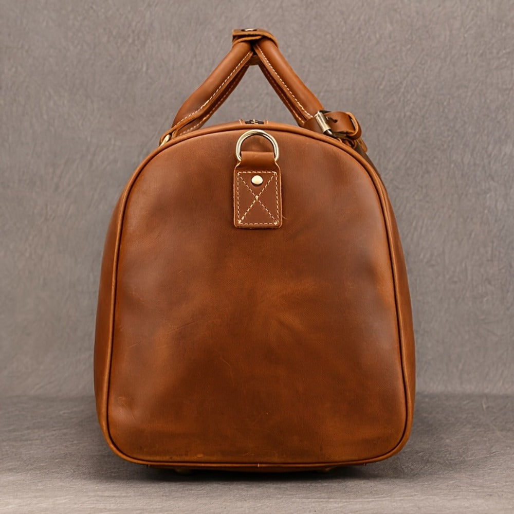 Gym Duffel Bag – for Travel, Genuine Cowhide Leather Weekender Shoe – detail view 3