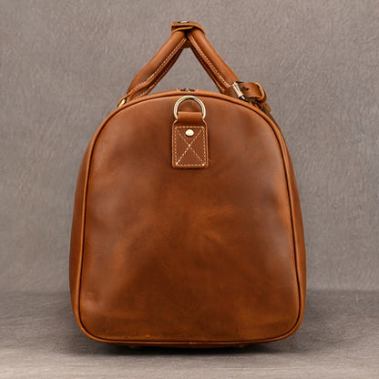 Gym Duffel Bag – for Travel, Genuine Cowhide Leather Weekender Shoe – detail view 3