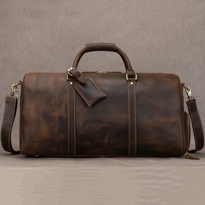 Gym Duffel Bag – for Travel, Genuine Cowhide Leather Weekender Shoe – detail view 5