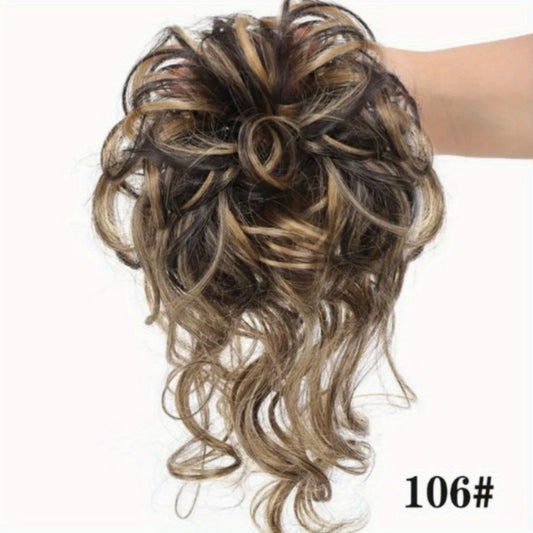 Hair Accessories - Curly Bun Donut Wig Hairpiece for Women - Synthetic Chignon Updo Accessory - product detail view 2