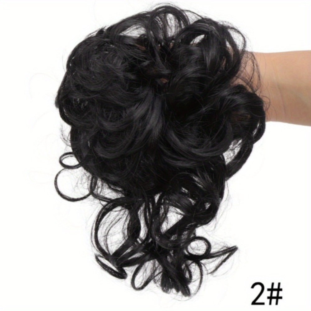 Hair Accessories - Curly Bun Donut Wig Hairpiece for Women - Synthetic Chignon Updo Accessory - product detail view 4
