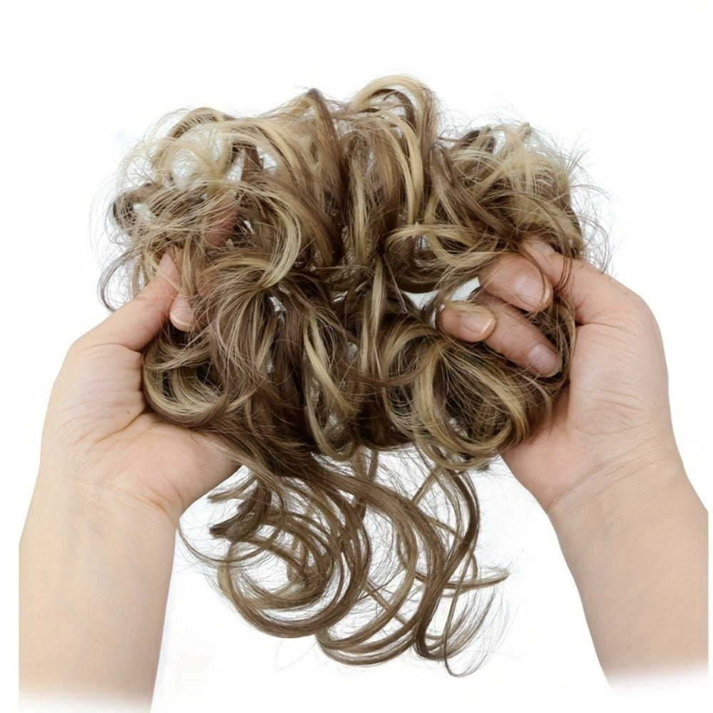 Hair Accessories - Curly Bun Donut Wig Hairpiece for Women - Synthetic Chignon Updo Accessory - product detail view 7