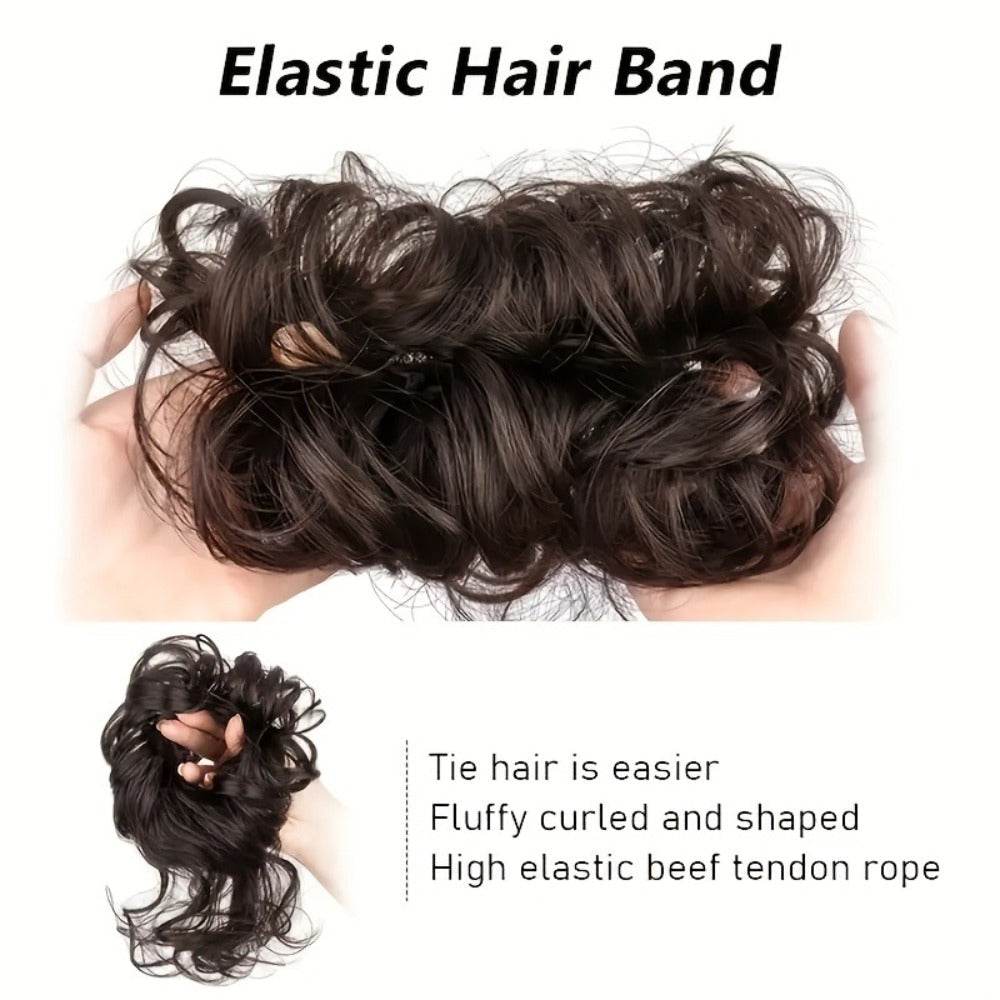 Hair Accessories - Curly Bun Donut Wig Hairpiece for Women - Synthetic Chignon Updo Accessory - product detail view 8