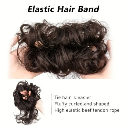 Hair Accessories - Curly Bun Donut Wig Hairpiece for Women - Synthetic Chignon Updo Accessory - product detail view 8