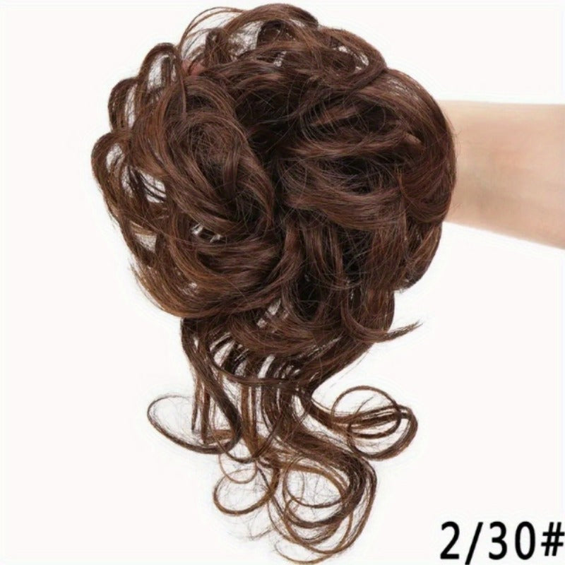 Hair Accessories - Curly Bun Donut Wig Hairpiece for Women - Synthetic Chignon Updo Accessory - product detail view 15