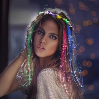 Hair Accessories - LED Light Up Set 36pcs Luminous Glow Bundle Flower Garland Crown, Fiber - product detail view 8