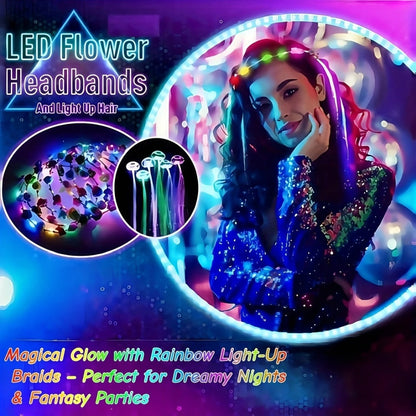 Hair Accessories - LED Light Up Set 36pcs Luminous Glow Bundle Flower Garland Crown, Fiber - product detail view 9