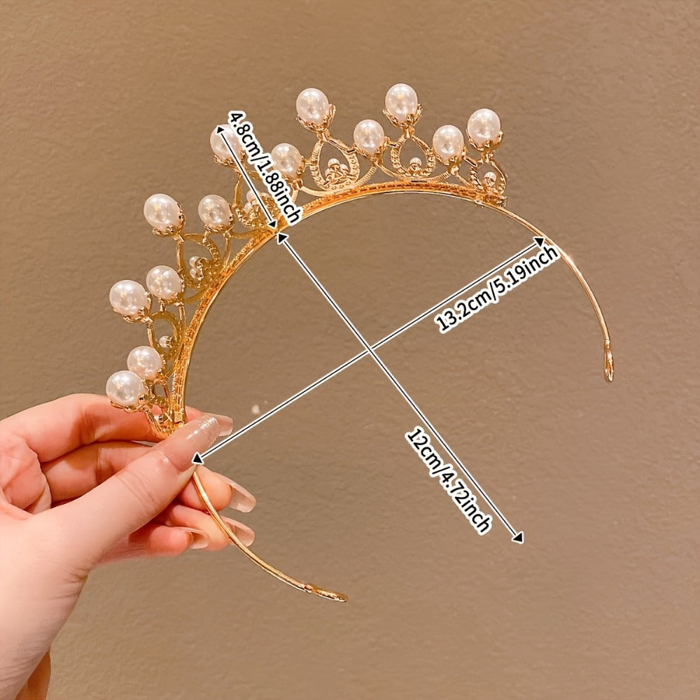 Hair Accessories - Rhinestone Crown Headband Set 3pcs - Princess Tiara Hairband for Wedding - product detail view 3