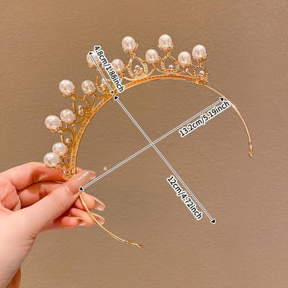 Hair Accessories - Rhinestone Crown Headband Set 3pcs - Princess Tiara Hairband for Wedding - product detail view 3