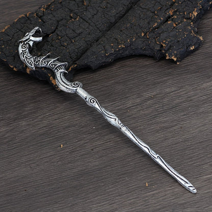 Hair Accessories - Viking Dragon Sticks for Women Set of 5 Antique Silver Metal Hairpins - product detail view 8