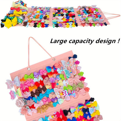 Hair Accessory Organizer - Bow Holder Felt Wall Hanging Storage Bag for Hairpins Bows Clips - product detail view 3