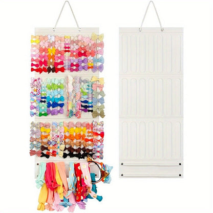 Hair Accessory Organizer - Bow Holder Felt Wall Hanging Storage Bag for Hairpins Bows Clips - product detail view 4