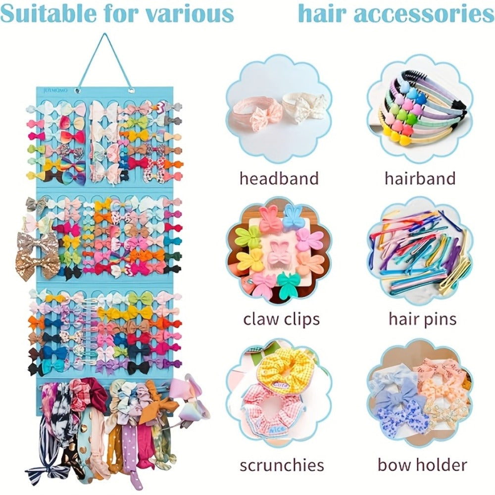 Hair Accessory Organizer - Bow Holder Felt Wall Hanging Storage Bag for Hairpins Bows Clips - product detail view 5