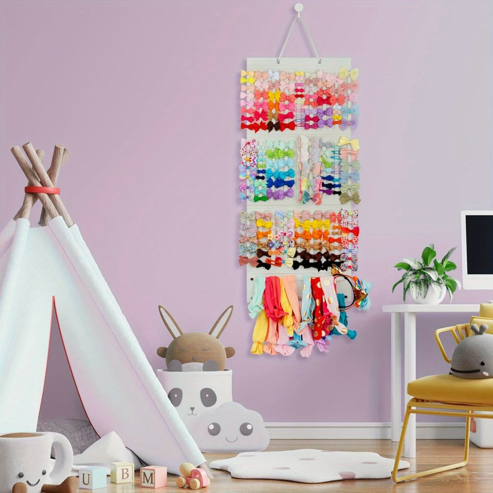 Hair Accessory Organizer - Bow Holder Felt Wall Hanging Storage Bag for Hairpins Bows Clips - product detail view 13