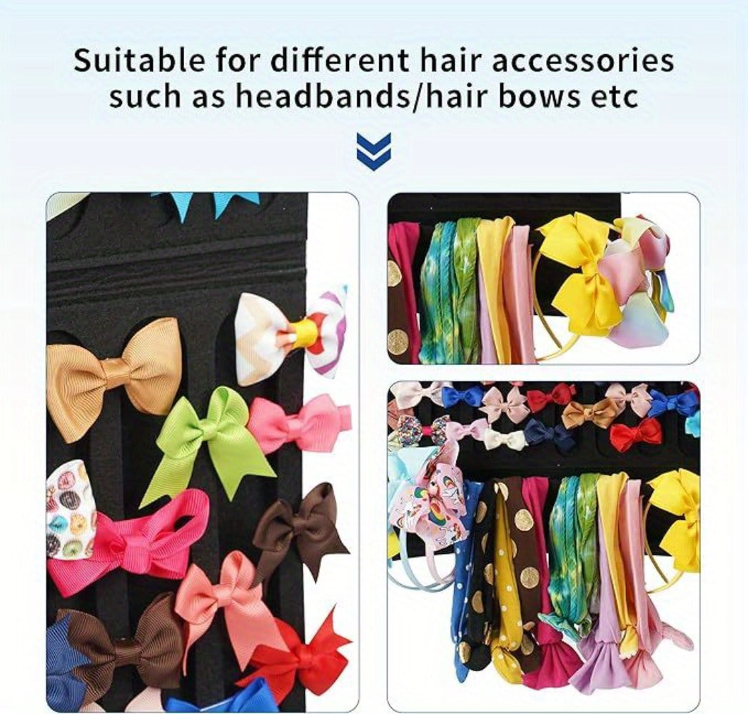 Hair Accessory Organizer - Bow Holder Felt Wall Hanging Storage Bag for Hairpins Bows Clips - product detail view 15