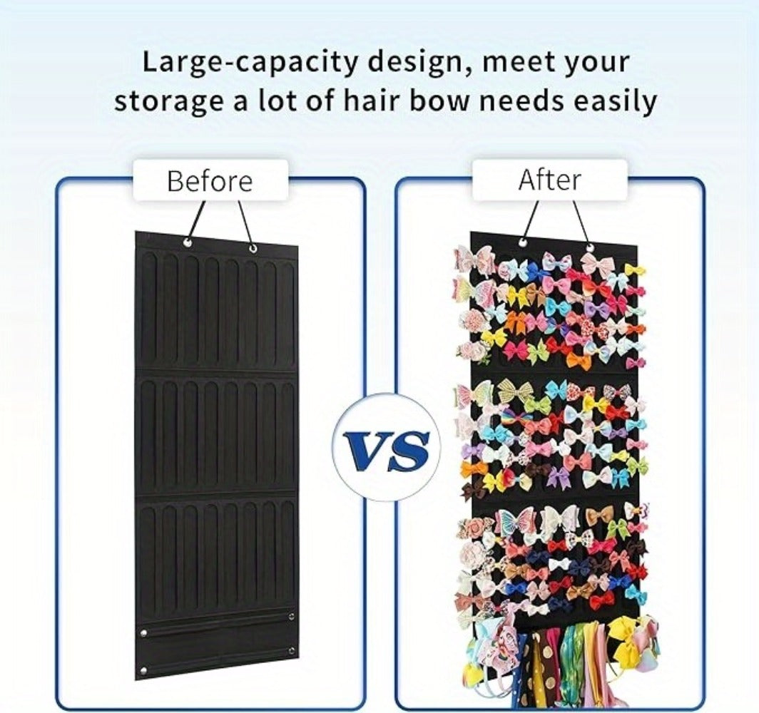 Hair Accessory Organizer - Bow Holder Felt Wall Hanging Storage Bag for Hairpins Bows Clips - product detail view 16