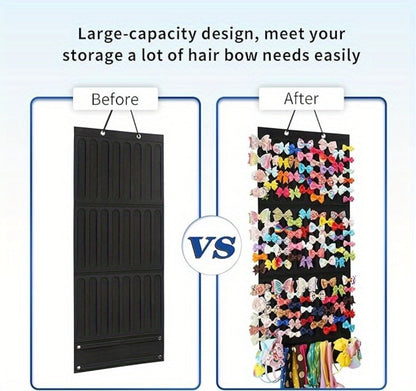 Hair Accessory Organizer - Bow Holder Felt Wall Hanging Storage Bag for Hairpins Bows Clips - product detail view 16