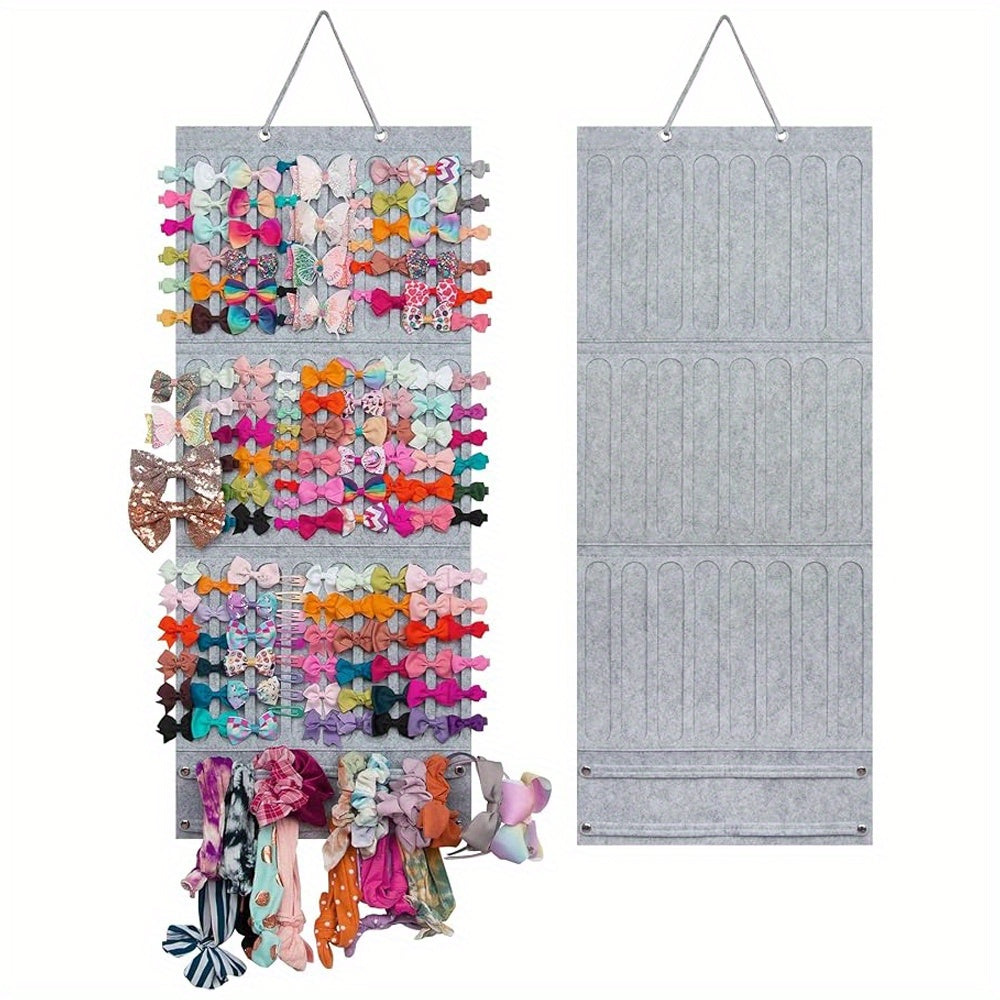 Hair Accessory Organizer - Bow Holder Felt Wall Hanging Storage Bag for Hairpins Bows Clips - product detail view 22