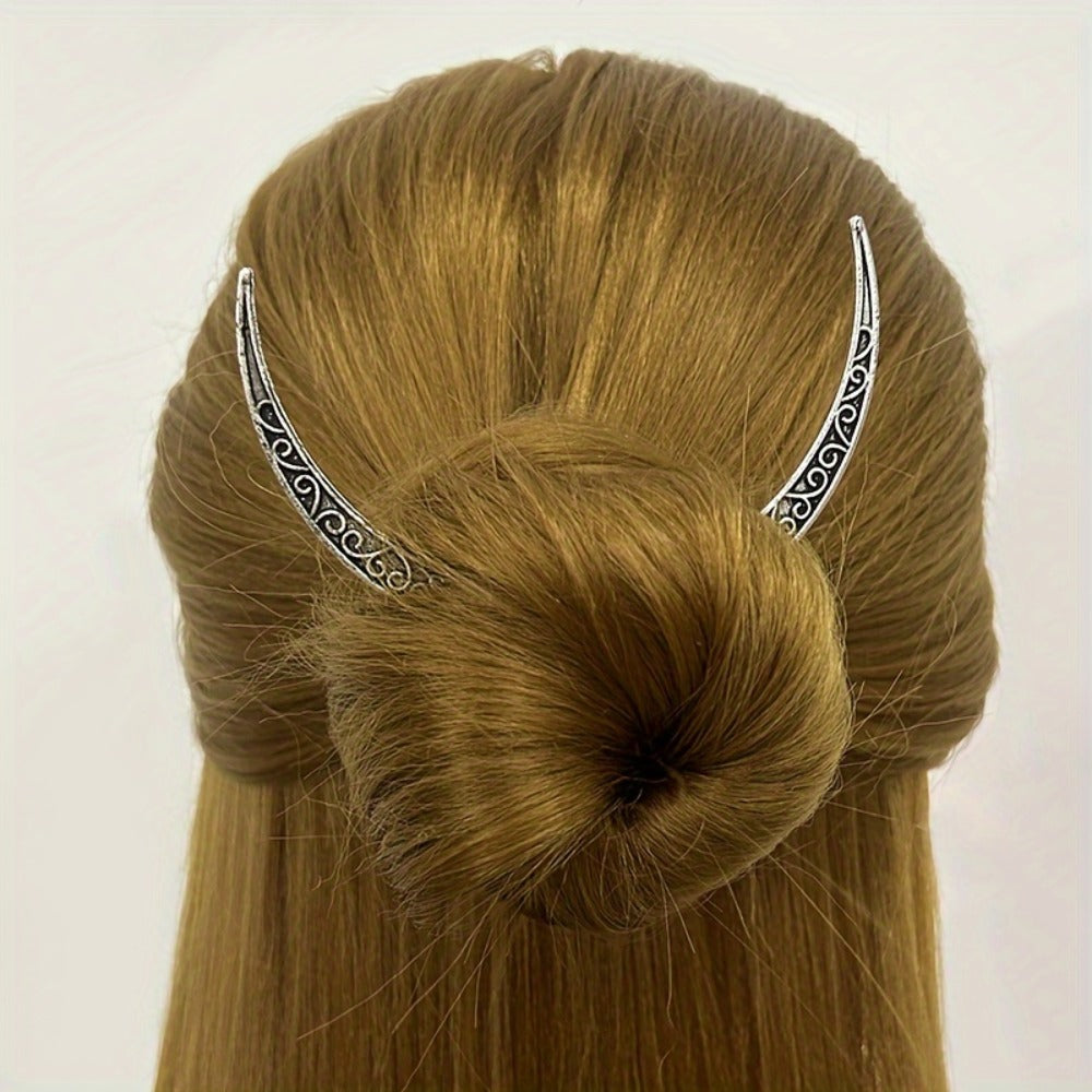 Hair Clips for Women - Crescent Moon Set 9 Pcs Viking Crow & Mandala Boho Barrettes for | Antique - product detail view 2