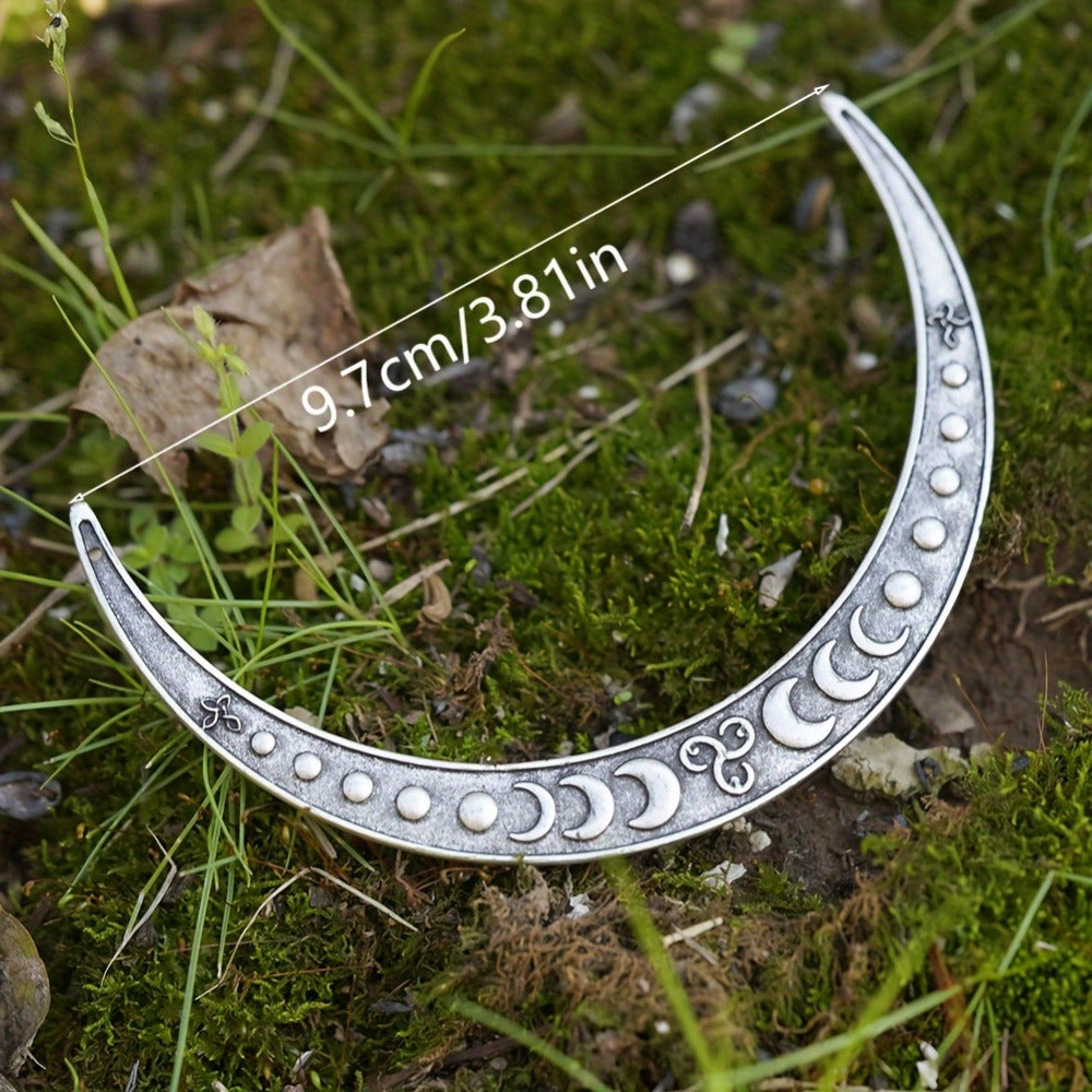 Hair Clips for Women - Crescent Moon Set 9 Pcs Viking Crow & Mandala Boho Barrettes for | Antique - product detail view 4