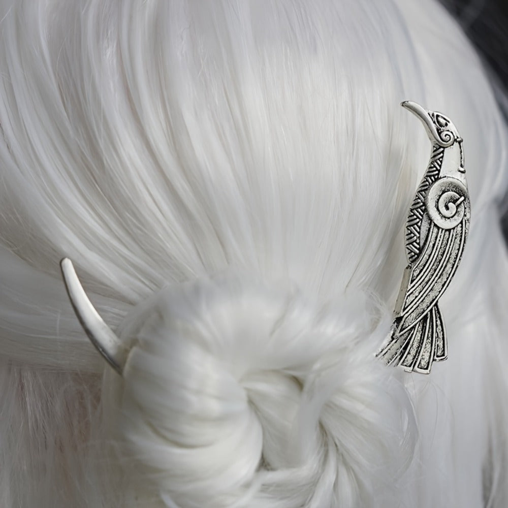 Hair Clips for Women - Crescent Moon Set 9 Pcs Viking Crow & Mandala Boho Barrettes for | Antique - product detail view 9