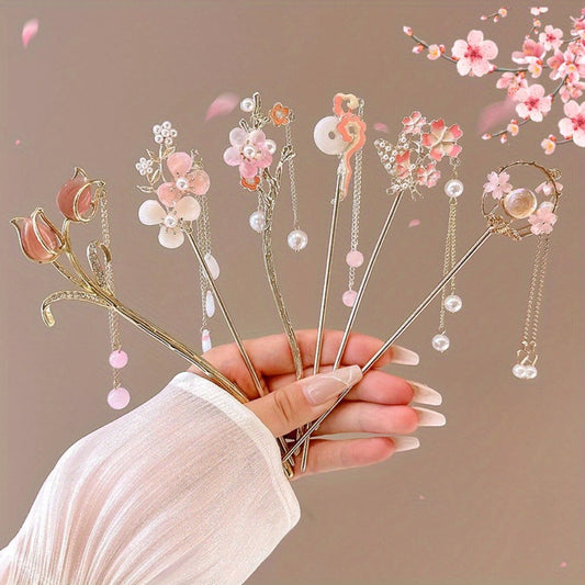 Hair Clips for Women - Flower Set 10pcs for Delicate Alloy Acrylic Floral Pins for Bridal Wedding - product detail view 2
