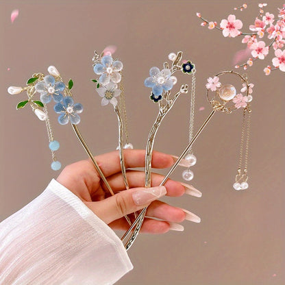 Hair Clips for Women - Flower Set 10pcs for Delicate Alloy Acrylic Floral Pins for Bridal Wedding - product detail view 4