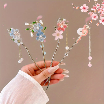 Hair Clips for Women - Flower Set 10pcs for Delicate Alloy Acrylic Floral Pins for Bridal Wedding - product detail view 7