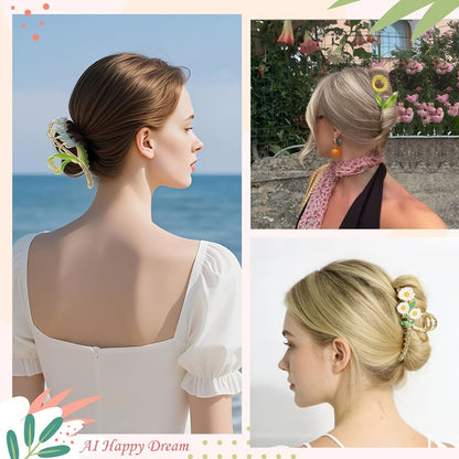 Hair Clips for Women - Metal 6pcs Large Tulip Renaissance Flower Anti-Slip Claw for Thick Thin - product detail view 7