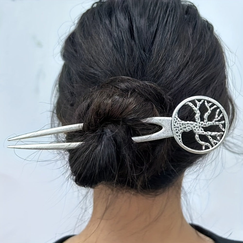 Hair Clips for Women - Pins Set for 3pcs Viking Celtic Knot Tree of Life Crescent Moon Butterfly - product detail view 4