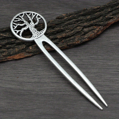 Hair Clips for Women - Pins Set for 3pcs Viking Celtic Knot Tree of Life Crescent Moon Butterfly - product detail view 13