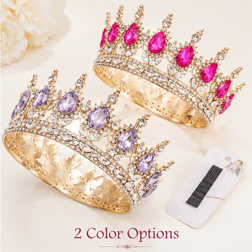 Hair Clips for Women - Rhinestone Crown Clip Set 2pcs - Luxury Princess Tiara Accessories for - product detail view 3