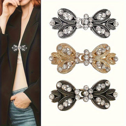 Hair Clips for Women - Sweater 3pcs Rhinestone Vortex Elegant Cardigan Shawl Cloak Clip Set for - main product view