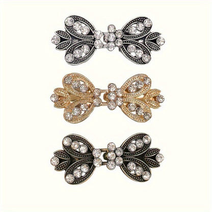 Hair Clips for Women - Sweater 3pcs Rhinestone Vortex Elegant Cardigan Shawl Cloak Clip Set for - product detail view 3