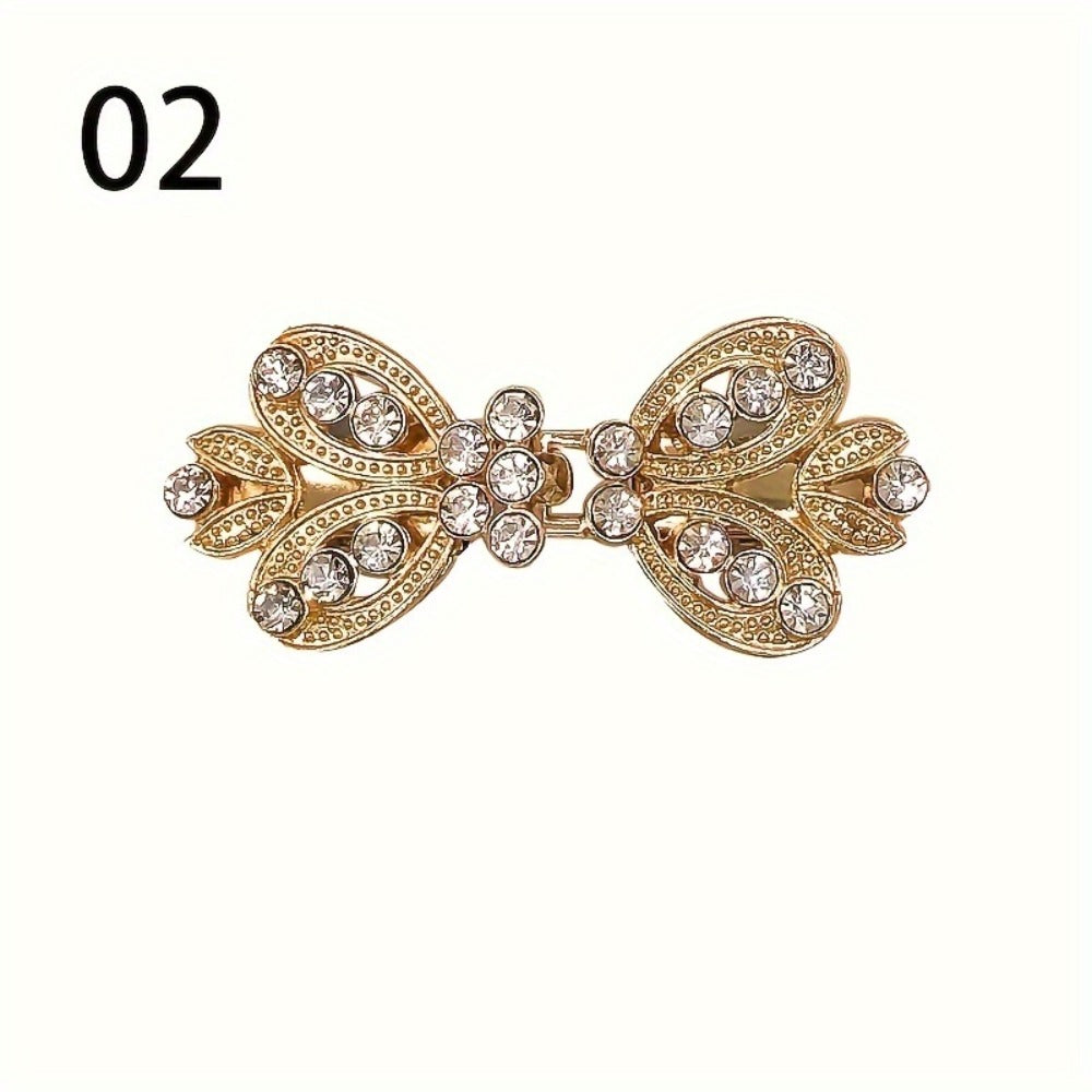 Hair Clips for Women - Sweater 3pcs Rhinestone Vortex Elegant Cardigan Shawl Cloak Clip Set for - product detail view 4
